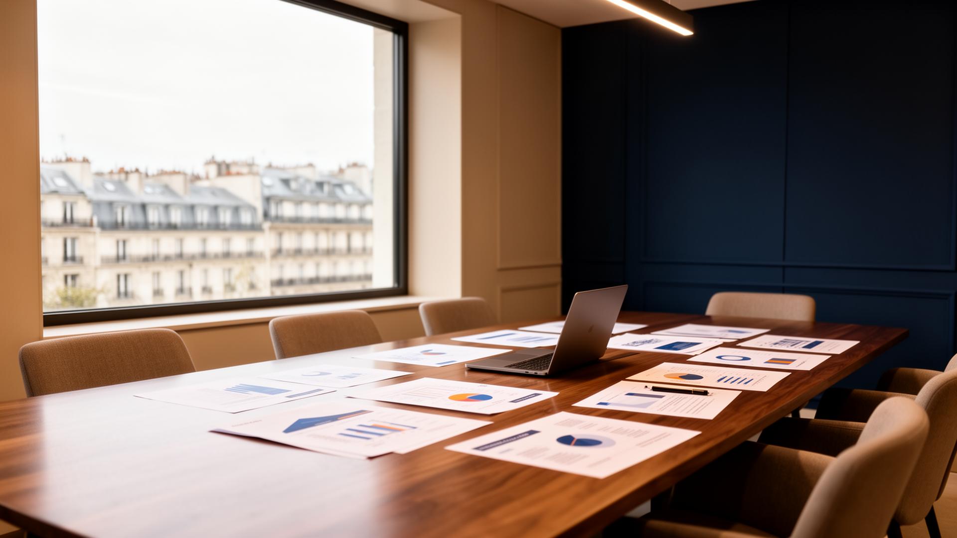 Boardroom with strategy documents